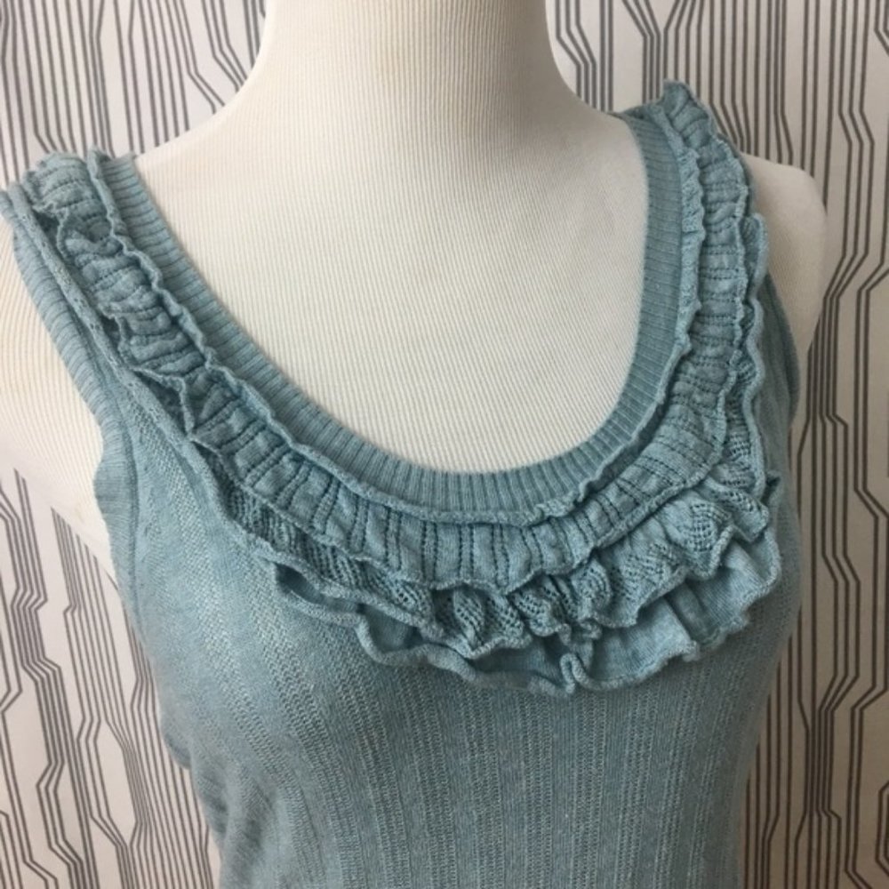 Banana Republic blue ruffle tank Sz M